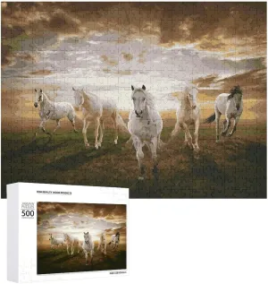 1000 Pieces Jigsaw Puzzle for Adults - Horses Galloping On The Grassland Puzzles - Animal Wooden Puzzles Large Family Puzzle Game for Youth Children Home Decor Challenging Toys Best Gifts