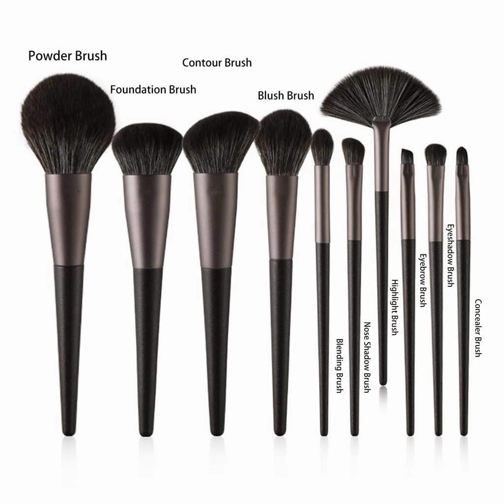 10Pcs Makeup Brushes Set Professional Natural Goat Hair Brushes Foundation Powder Eyeshadow Make Up Brushes(OneColor)