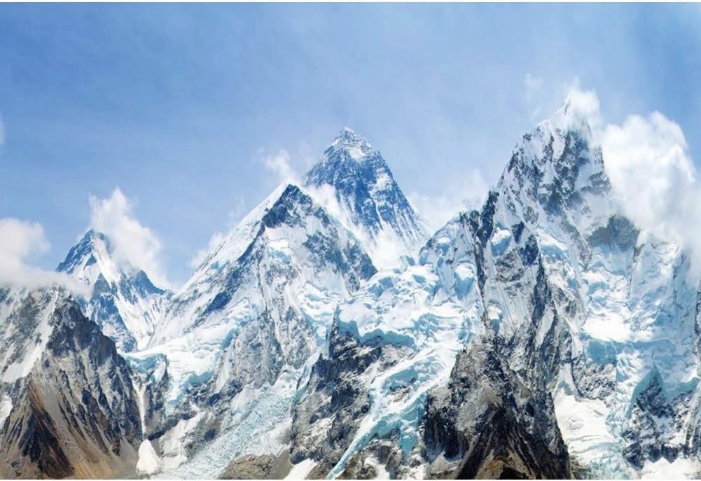 10x8ft Snow Mountain Scenery Backdrop - Cold Winter Snowy Alpine Snow-Covered Hill Peak Ski Nature Landscape Travel Photo Studio Props