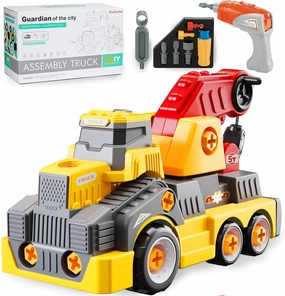11inches Large Take Apart Construction Toys Crane Trucks for Boys Girls Kids 3-10 Year Old Electric Drill Toys