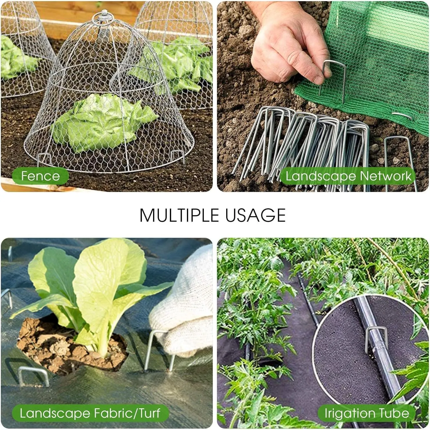 12 Inch Galvanized Garden Landscape Staples Stakes, 25 50 100 PCS Anti-Rust Garden Staples U-Shaped Landscape Pins for Secure Lawn Fabric (50, 12 Inch)