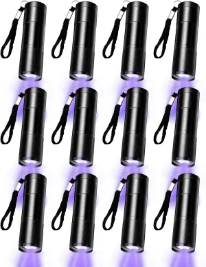 12 Pieces UV Blacklight Flashlights Purple Light, LED Light, Handheld, Portable UV Flashlight Torch for Pets Stains Urine for Dog/Cat, Dry Stains,Resin Curing,Bed Bug
