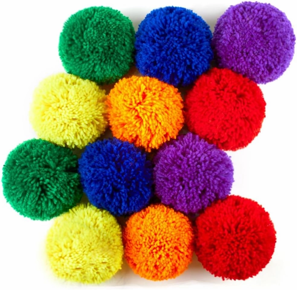 12-Pack Soft Fleece Balls Large 5-inch Dodgeball Playground Balls, Rainbow Pack Size for Dodge Ball, Handball, Camps and Schools Blue,Green,Orange,Purple,Red