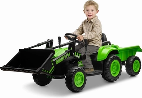 12V Excavator Ride On Toy for Kids 3-7 Years – 3-In-1 Ride On Tractor with Trailer & Push Dozer, Remote Control, Music, LED Lights, Horn, Detachable Bucket – Easy to Drive, ASTM/CPSIA Certified