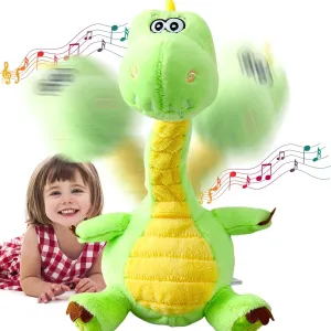 13" Dancing Dinosaur, Repeating What You Say Mimicking Recording Plush Baby Toy Musical Songs Singing Talking Dinosaur Animated Twisting Gifts LED Lights of Birthday Party Funny Toys for Toddler Kids