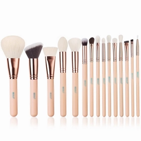 15-Pack Rose Gold Makeup Brush Natural Goat Hair Foundation Powder Blush Eyeshadow Brush Set