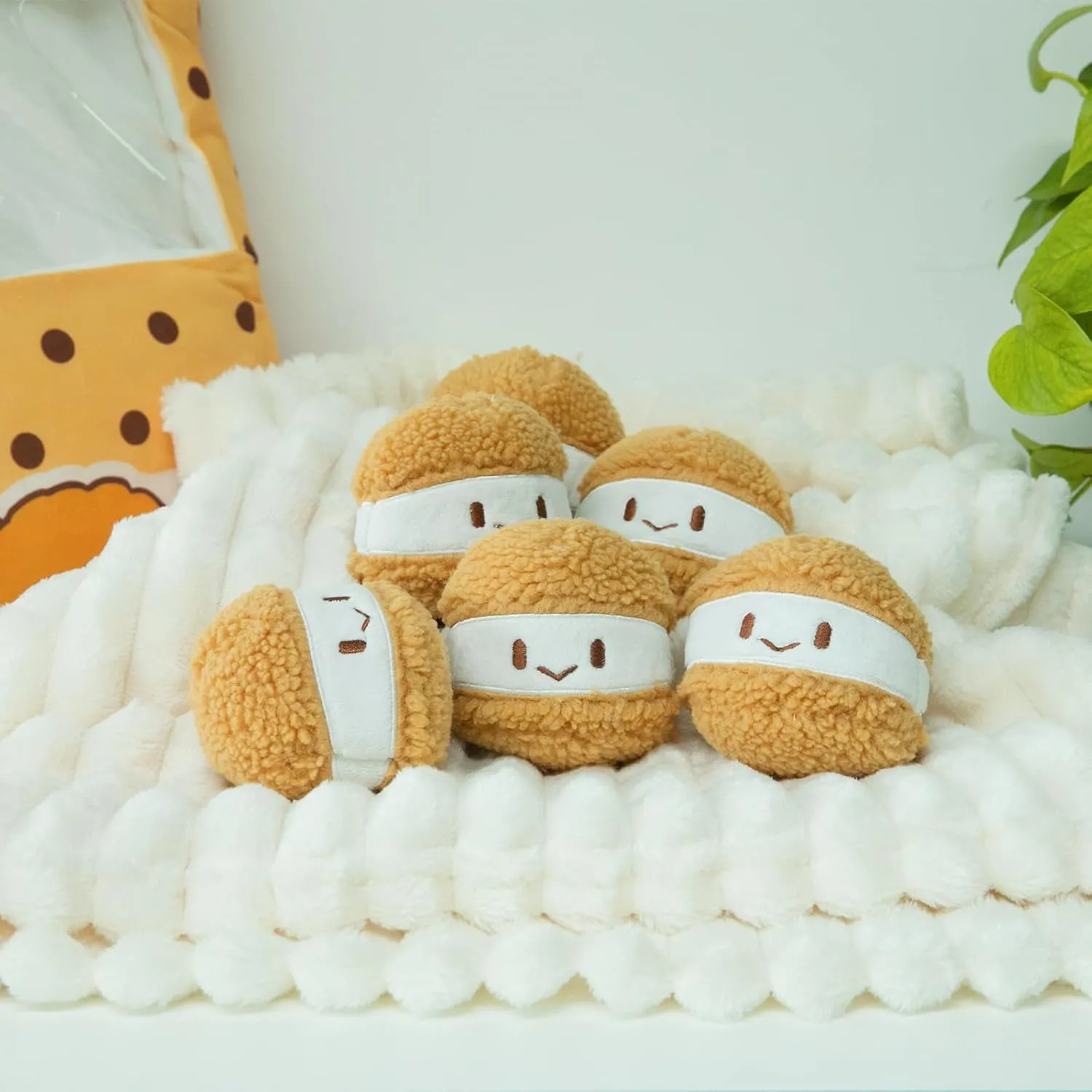 15" × 19" Cheesy Puffs Throw Pillows, Plush Toy for Dog Chew Stuffed Cute Removable Food Plushie Bed Couch Room Decor