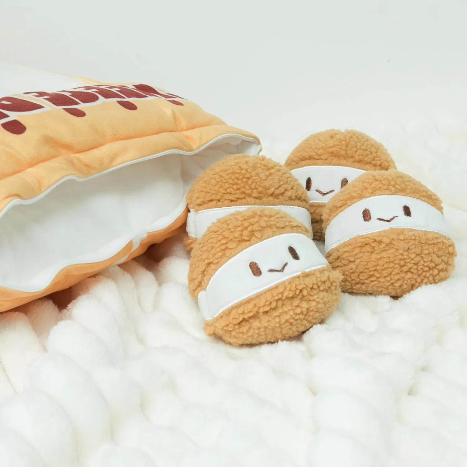 15" × 19" Cheesy Puffs Throw Pillows, Plush Toy for Dog Chew Stuffed Cute Removable Food Plushie Bed Couch Room Decor