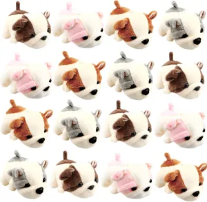 16 Pieces Cute Stuffed Dog Toy 4 inch Mini Plush Toy Puppy Stuffed Animals Pendant for Birthday Party Ornaments Stuffed Doll Keychain Home Decoration, 4 colors