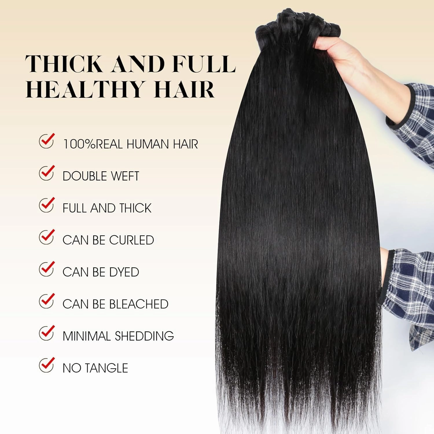 16A Human Hair Bundles Straight 12 14 16 Inch 100% Unprocessed Raw Brazilian Human Hair Double Weft Extensions Straight Weave 3 Bundles Remy Virgin Hair Bundles Deals Natural Black Color