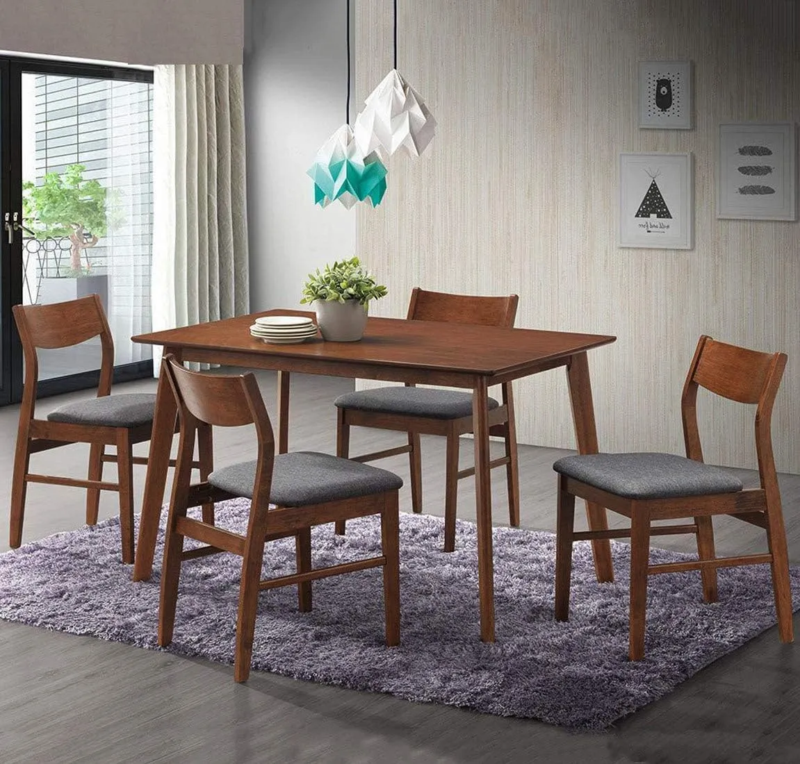 2 Pack Kitchen & Dining Wooden Kitchen Chairs with Natural Oak and Fireproof Cotton, Brown