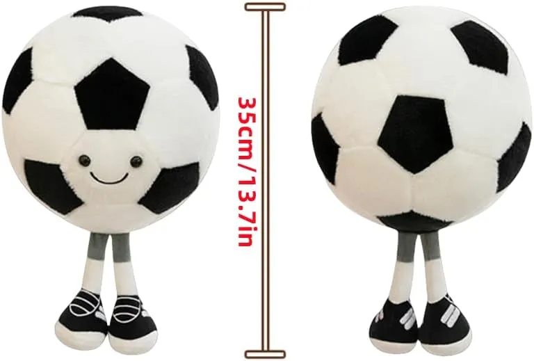 2 Pcs - Plush Stuffed Basketball Football Rugby Baseball Pillows Soft Fluffy Sports Throw Pillows Plush Ball Gift for Kids Birthday and Christmas Decoration (35cm x 13.7 Inch) (Football)