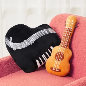 2 Pcs Rock Star Plush Pillow Set 18.5" Guitar Stuffed Plush 17.7" Piano Pillow Instrument Stuffed for Rock and Roll Music Party Favors 80s 90s Party Decoration Birthday Gifts