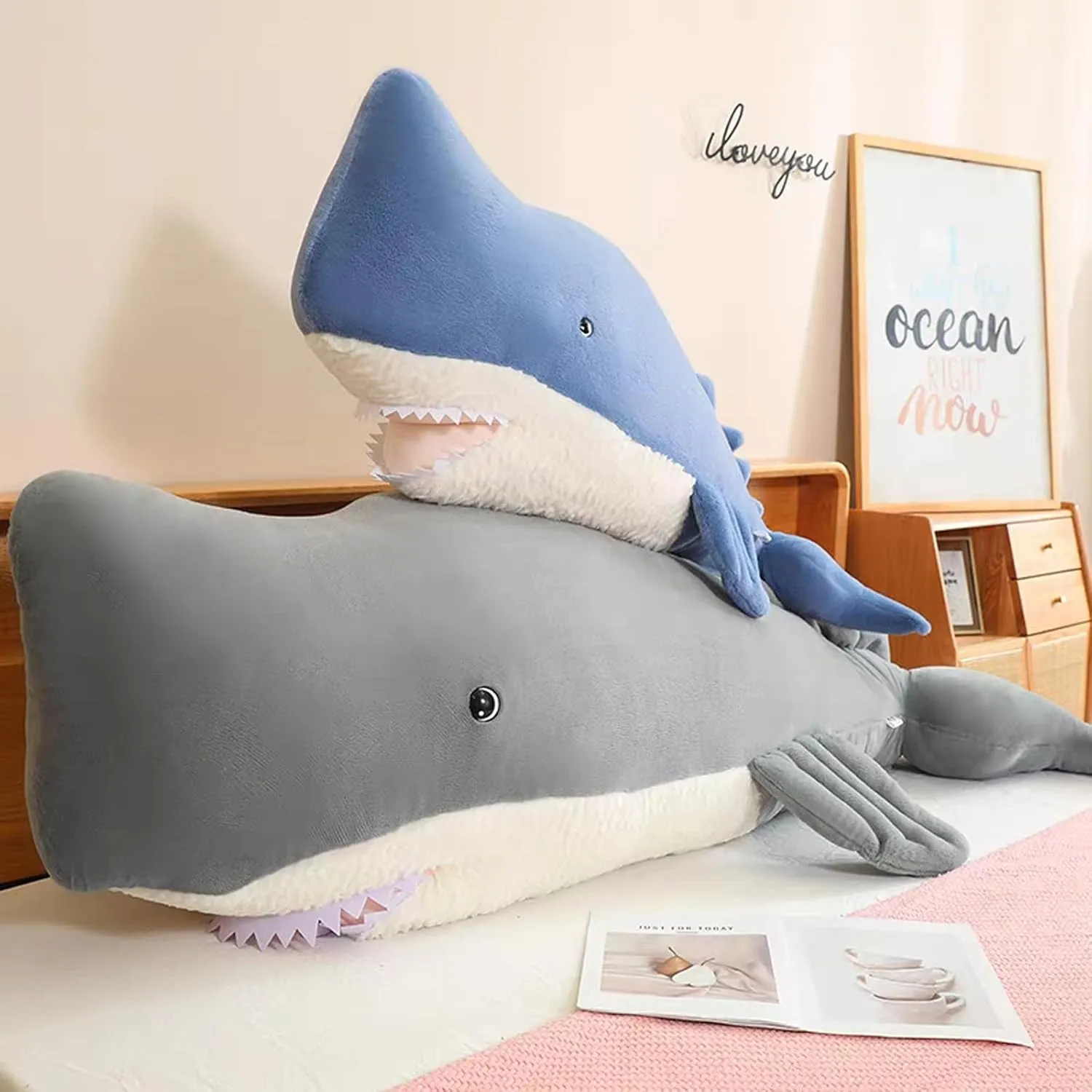 20 Inch Whale Stuffed Animal, Whale Shark Plush Toy, Marine Animal Fish Decorations, Plush Whales Pillow, Classic Perfect Stress Relief Gift! (Blue,20 Inch)