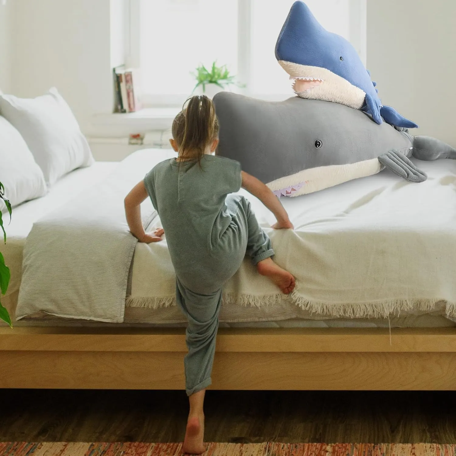 20 Inch Whale Stuffed Animal, Whale Shark Plush Toy, Marine Animal Fish Decorations, Plush Whales Pillow, Classic Perfect Stress Relief Gift! (Blue,20 Inch)