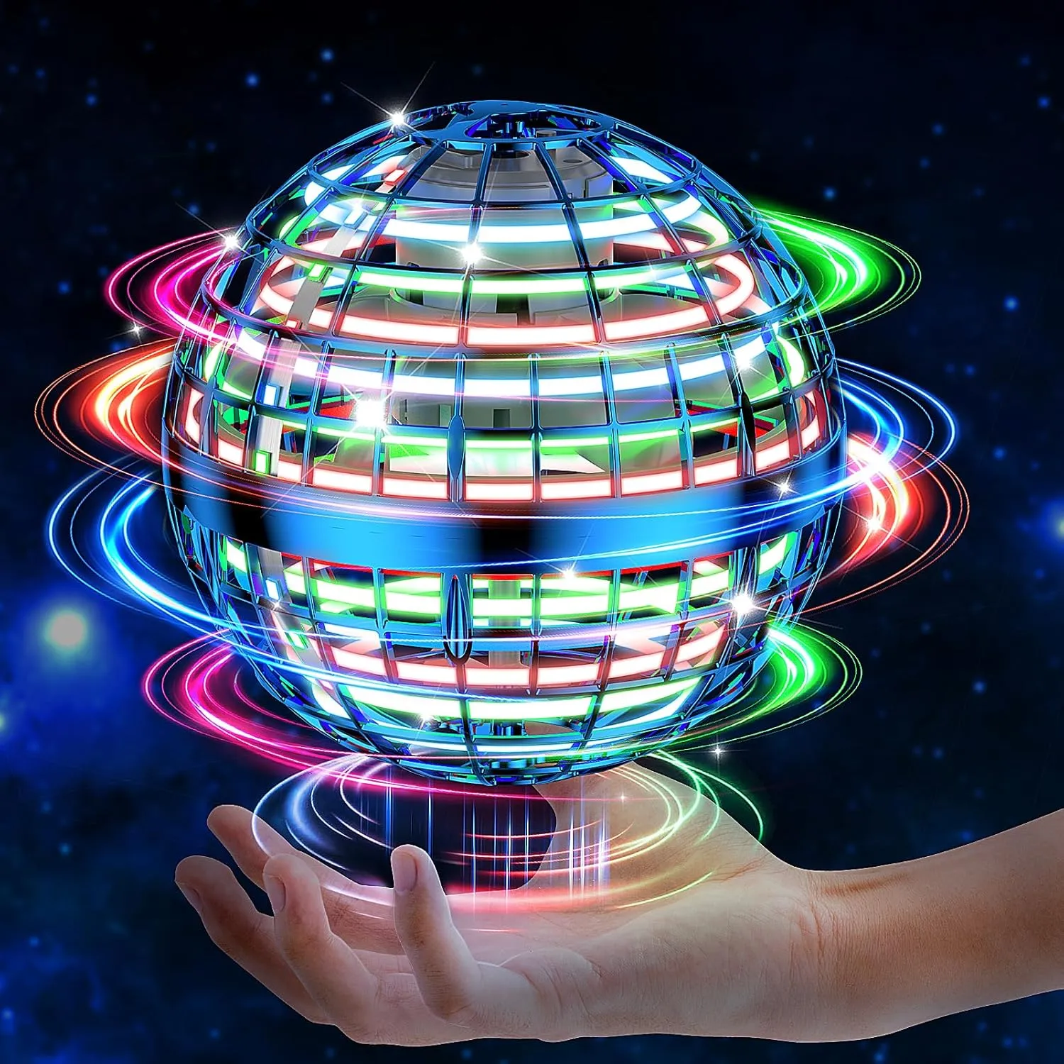 2024 AI Flying Orb Ball Toy, Cosmic Globe Boomerang Hover Ball Galactic Fidget Spinner, Cool Stuff Toys for 6 7 8 9 10 11 12  Year Old Boys Girls Teens Indoor Outdoor Toys(Blue)