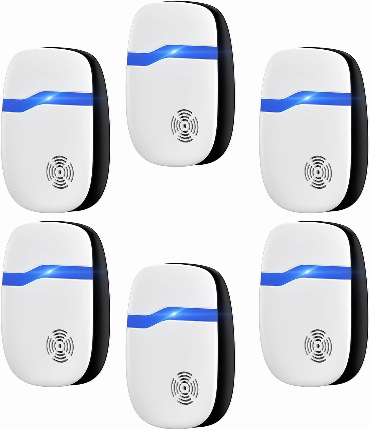 2025 Upgraded Ultrasonic Repeller Control 6 Packs, Indoor Ultrasonic Repellent for Roach, Rodent, Mouse, Bugs, Ant, Mosquito, Mice, Spider, Electronic Plug in Pest Control-White