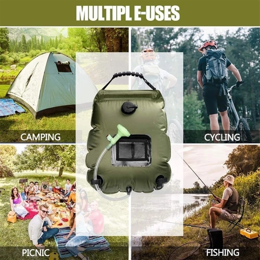 20L Solar Outdoor Shower Water Bag, Portable Hiking Camping Shower Bag, Switchable Bath Bag Head ，Camping Beach Swimming Outdoor Traveling Hiking