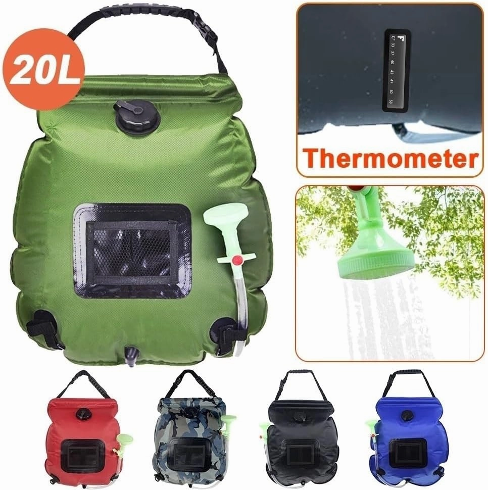 20L Solar Outdoor Shower Water Bag, Portable Hiking Camping Shower Bag, Switchable Bath Bag Head ，Camping Beach Swimming Outdoor Traveling Hiking