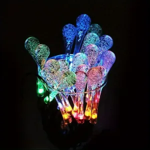 21Ft Solar Water Drop Fairy Lights - 30LED, Multicolor, Battery-Powered