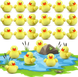 24 Pcs Duck Stuffed Animal Yellow Plush Duck 4 Inches Rubber Plush Soft Toy Little Play Set for Room Sofa Birthday Baby Shower Theme Party Decoration Gift