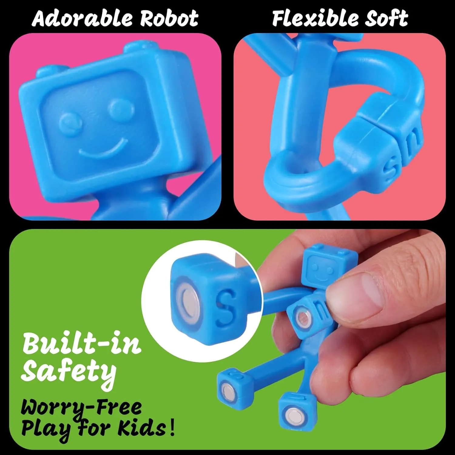 24 PCS Magnetic Travel Toys for Kids, Creative, Portable and Educational, Magnetic-People-Magnet-Men: Cute Robot & Funny Magnets, Small Fidget Toys for Classroom Prizes, Easter Egg Stuffers, Office