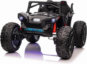 24V 2 Seater UTV Ride On Toys for Kids 3-8, Remote Control Car with 17" Large Tires,LED Lights and Music, 2-Speed Gearbox,Electric Kids Car for Suitable for All Roads(Black)