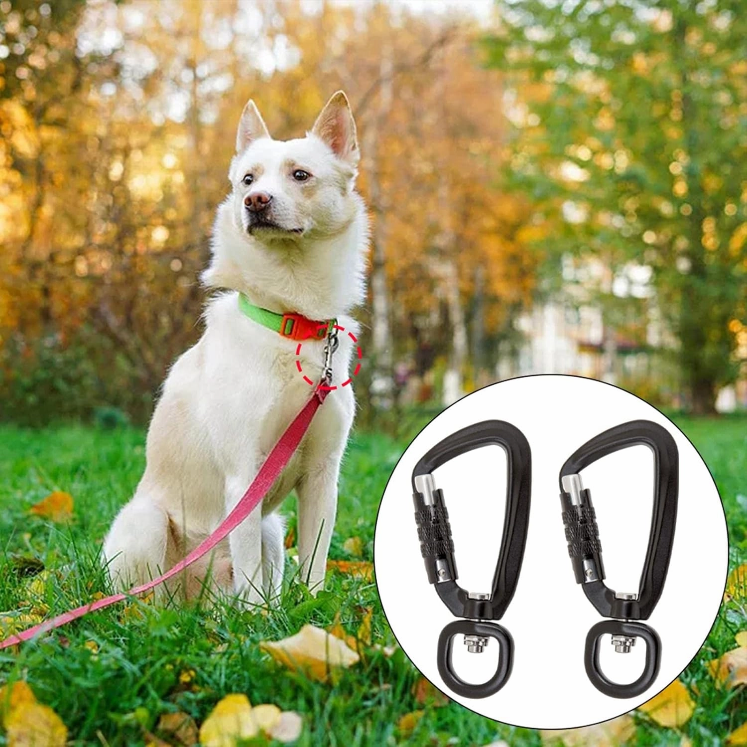 2Pack Self-Locking Carabiner Clips for Hiking, Black, 2 Pieces Black