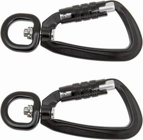 2Pack Self-Locking Carabiner Clips for Hiking, Black, 2 Pieces Black