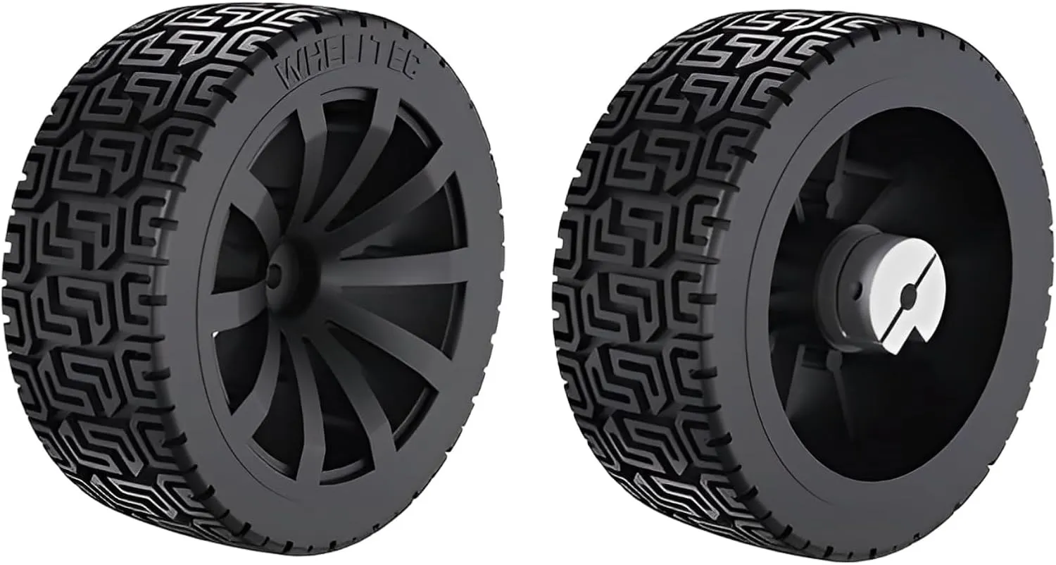 2PCS 85mm Dia Solid Large Load Bearing Rubber Tyre & 2PCS 6mm Bore Clamping Hexagonal Shaft Coupling Suitable for Remote Controlled RC Smart Car Robot Wheel Tyres and Toy Car Wheel