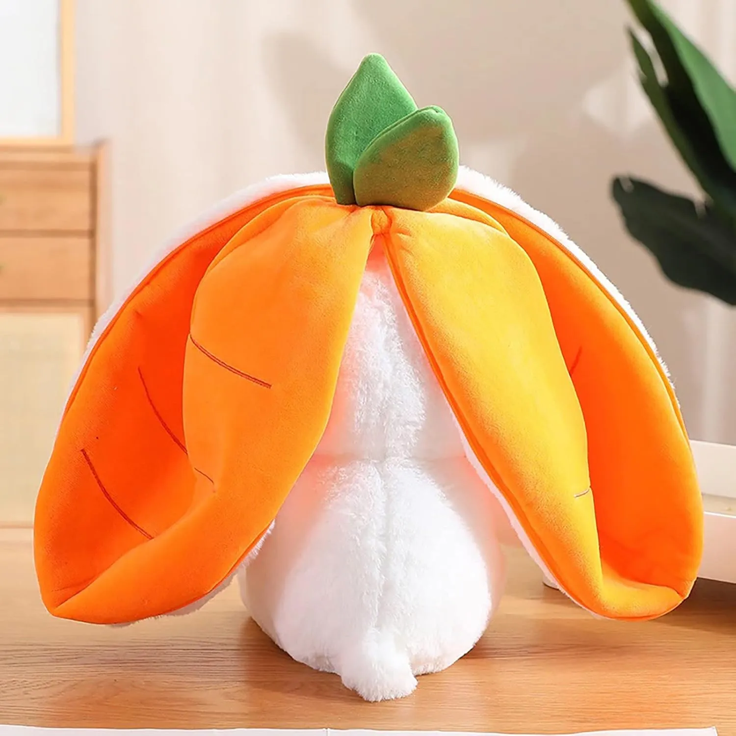2PCS Bunny Plush Doll Toy Pillow, Reversible Carrot Strawberry Stuffed Animal with Zipper, Cute Rabbit Decoration for Kids & Adult Birthday Party Gift (10'' Strawberry Carrot) (KP307)