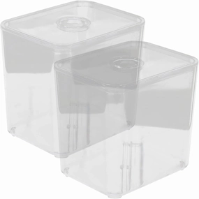 2Pcs Clear Cotton Swab Storage Box Portable Makeup Organizer with Lid Stackable Design for Cotton Pads and Swabs for Dresser and Bathroom Use