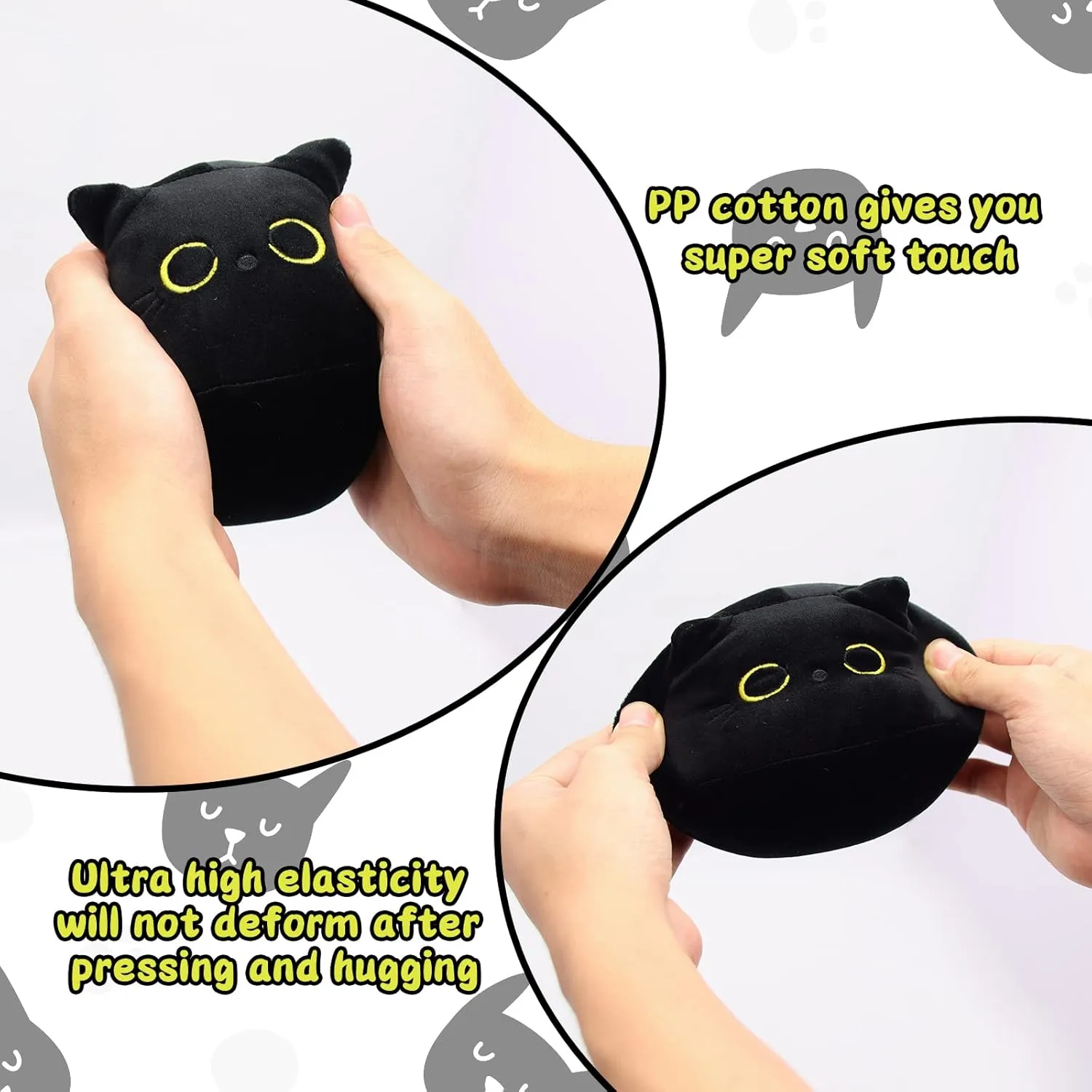 3Pcs Black Cat Plush Toy, Cute Mini Black Cats Stuffed Animals Kawaii Plush Cat Plushie, Soft Small Cat Pillow Stuffed Black Cats Toy for Kids Birthday Home Decoration