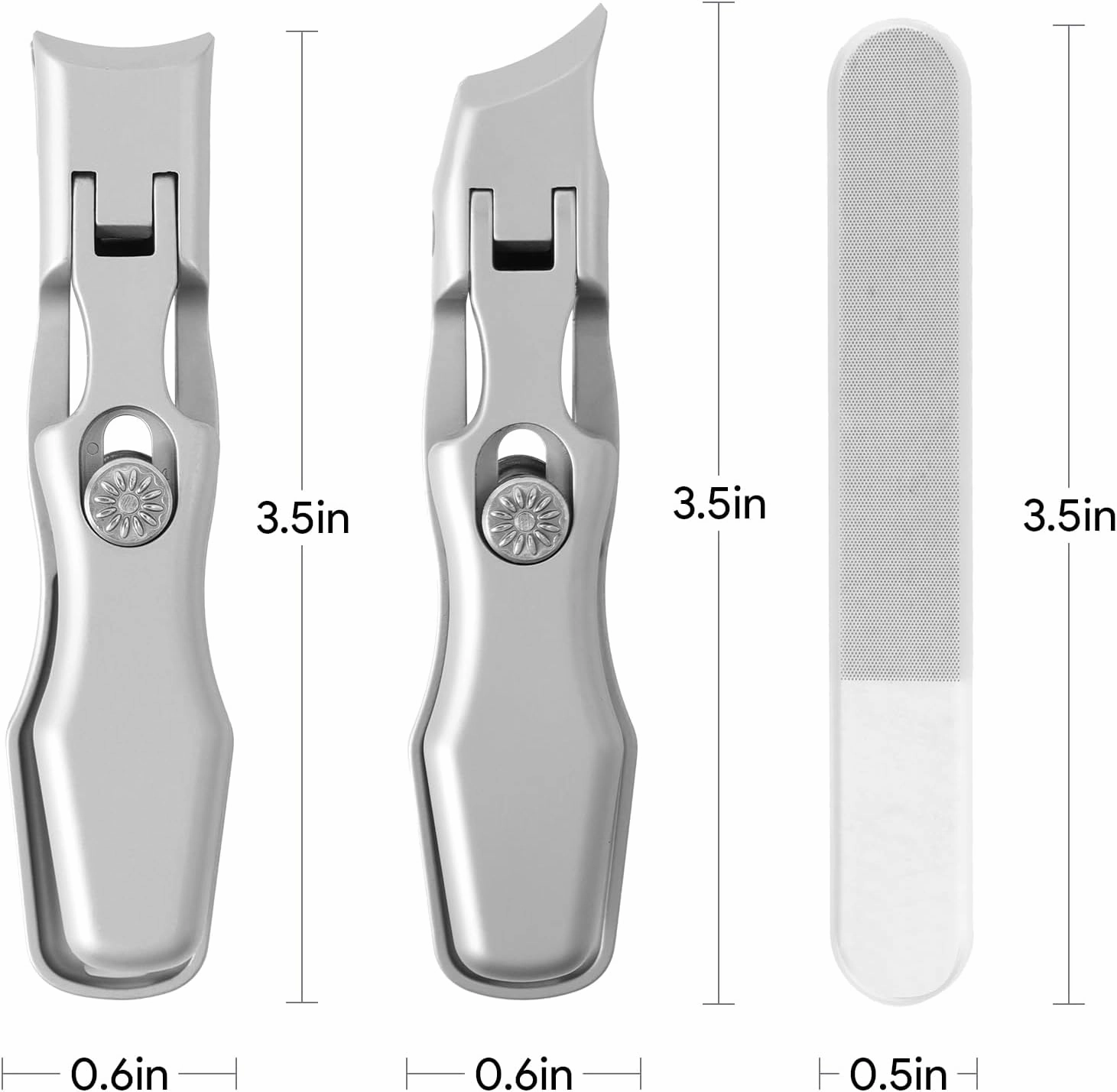3pcs Lux German Grip Nail Clippers for Men,Ultra Sharp Toe Nail Clipper Set,Large Nail Clippers with Catcher,No Splash Toenail Clippers for Thick Toenails,Portable Fingernail Clipper Set for Seniors