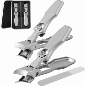 3pcs Lux German Grip Nail Clippers for Men,Ultra Sharp Toe Nail Clipper Set,Large Nail Clippers with Catcher,No Splash Toenail Clippers for Thick Toenails,Portable Fingernail Clipper Set for Seniors