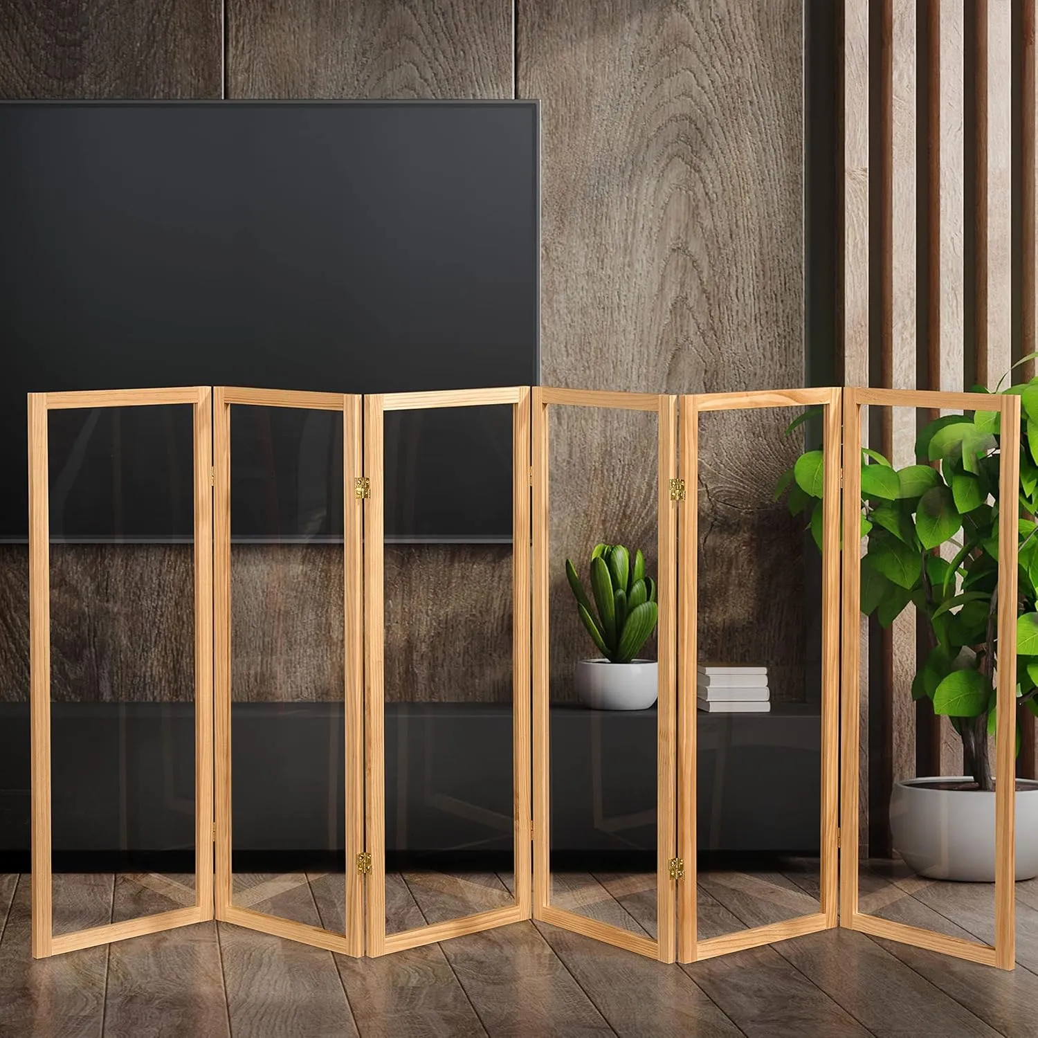 4 ft. Short Clear Plastic Partition Natural 6 Panel