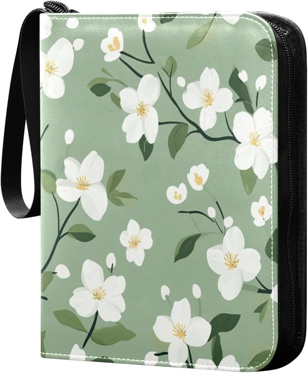 4 Pockets Trading Card Binder Simple Flowers Holds 400 Standard Cards Waterproof TCG CCG MTG Album Gifts for Collectors Boys Girls