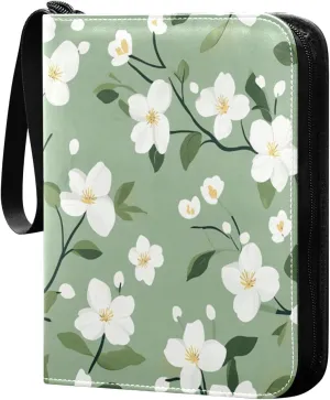 4 Pockets Trading Card Binder Simple Flowers Holds 400 Standard Cards Waterproof TCG CCG MTG Album Gifts for Collectors Boys Girls