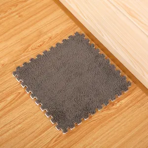 40 Pcs Plush Interlocking Carpet Tiles, Square Foam Area Rugs Set, Fluffy Puzzle Play Mat,Foam Floor Tiles for Bedroom(Color:Gray)