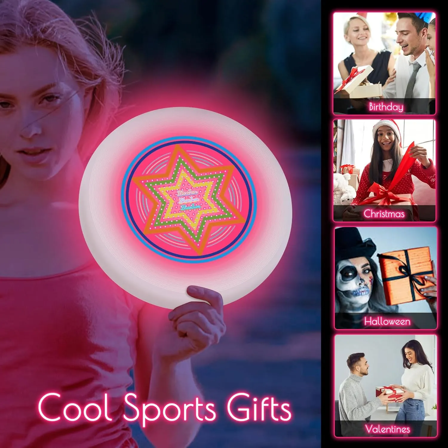 49LEDs Flying Disc Toy, 3 Smart Modes, Light Up Ultimate 175g Flying Disc, Rechargeable, Glow in The Dark Perfect for Parks/Camping/Backyards/Beach Outdoor Cool Games Camping Gift