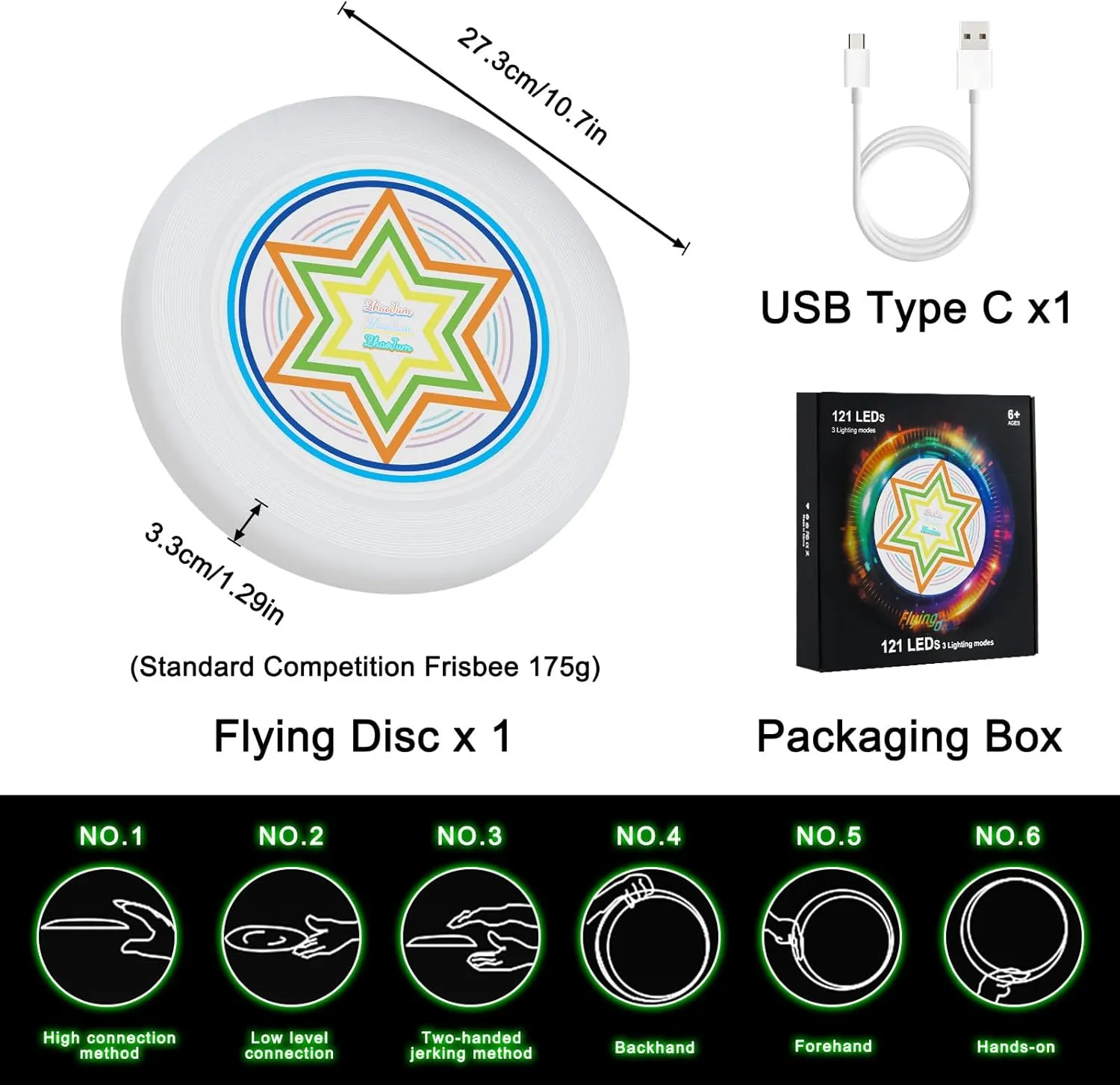 49LEDs Flying Disc Toy, 3 Smart Modes, Light Up Ultimate 175g Flying Disc, Rechargeable, Glow in The Dark Perfect for Parks/Camping/Backyards/Beach Outdoor Cool Games Camping Gift
