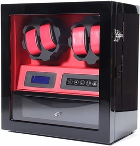 4 5 Automatic Watch Winder Box, 5 Rotation Modes with LED Light, Intelligent Touch Screen with 5 Watches Storage Display Box，Red