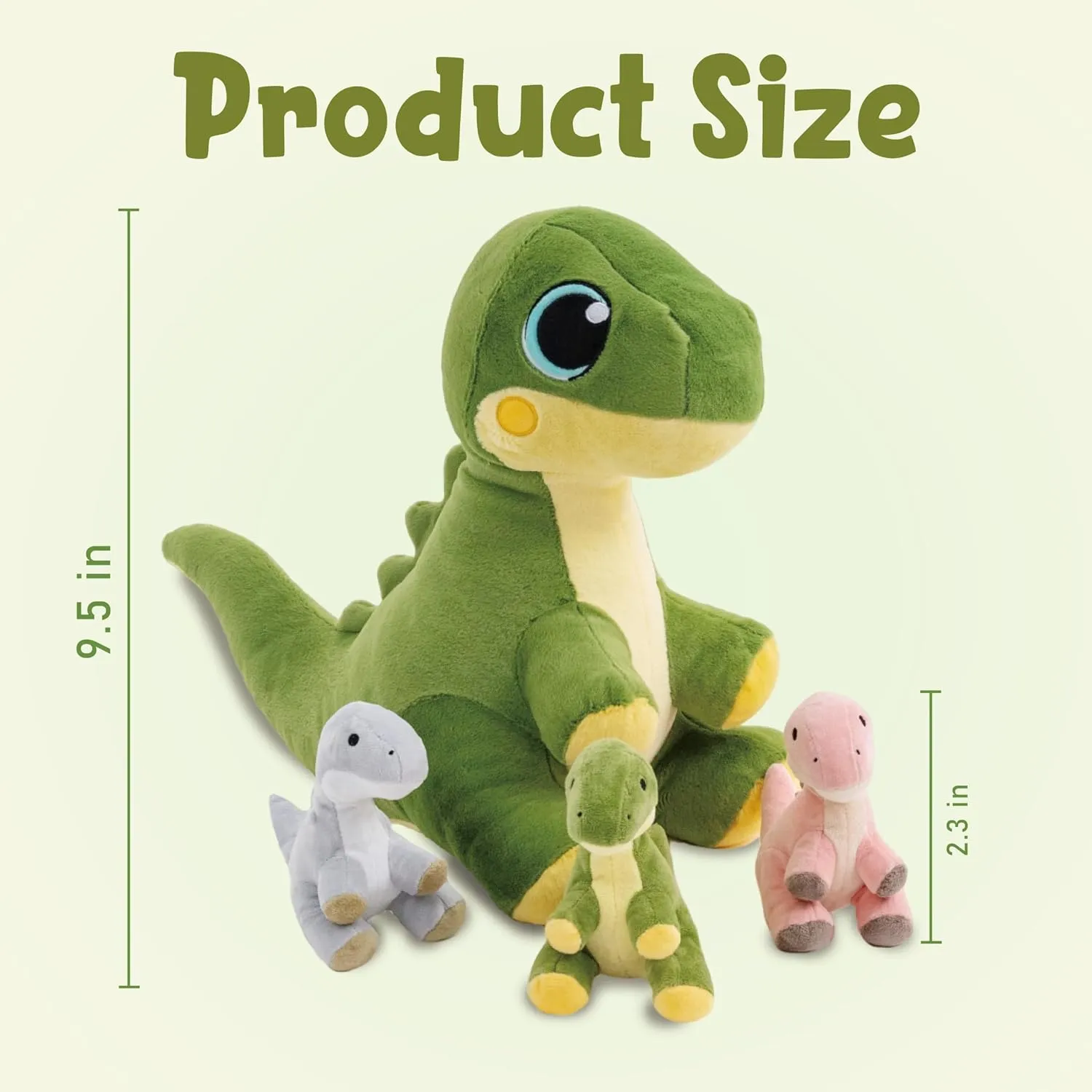 4Pcs Dinosaur Stuffed Animals, 19.5" Mommy Dino with Babies Inside, Weighted Stuffed Animal 3.3lbs, Dino Stuffed Animal, Dinosaur Plush Toys for Boys Girls on Birthday Children's Day Christmas