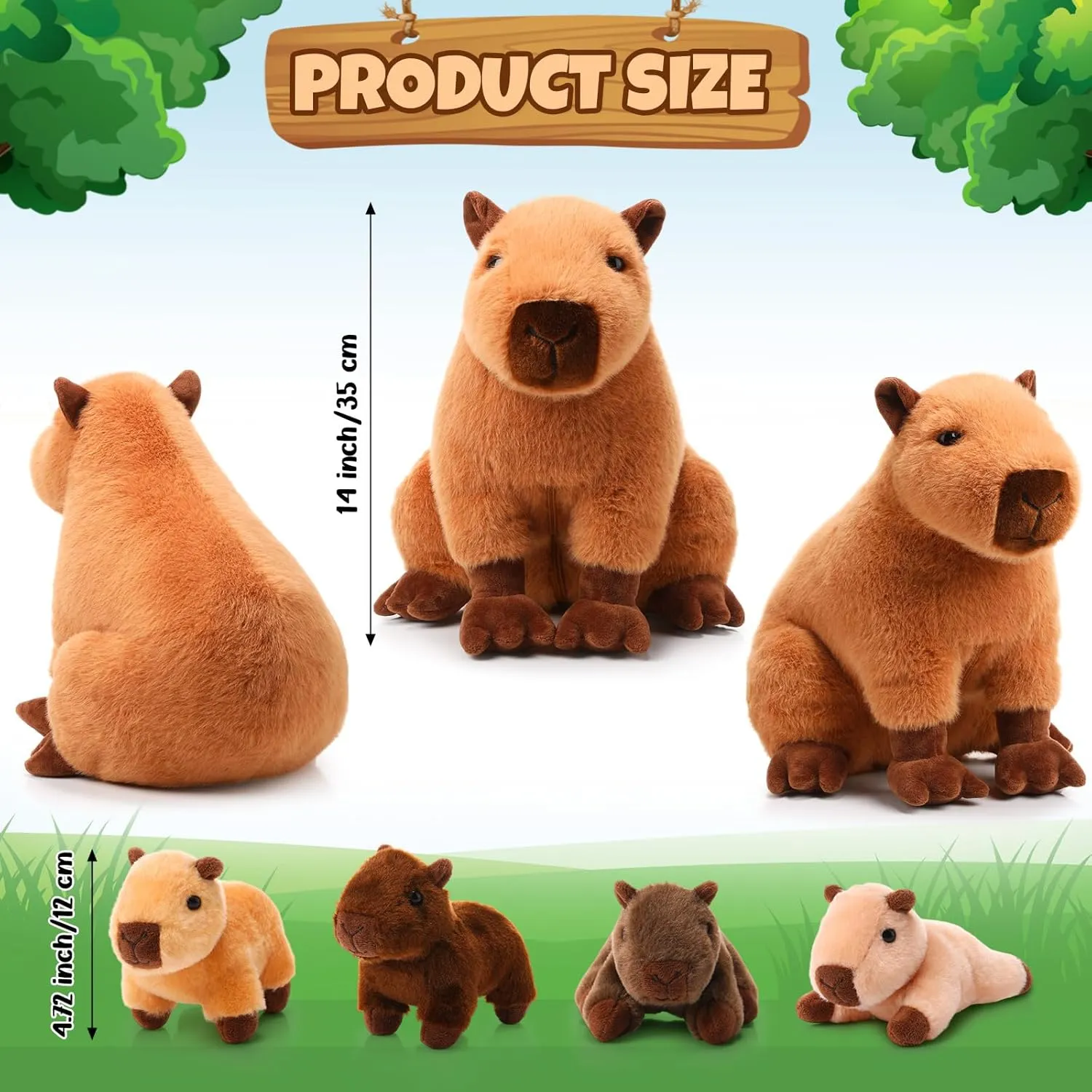 5 Pcs Capybara Stuffed Animals Capybara Plush Set Gift for Kids Mommy with 4 Cute Babies Inside Soft Stuffed Plushies for Boys Girls Birthday Party Favors(Dark Color)