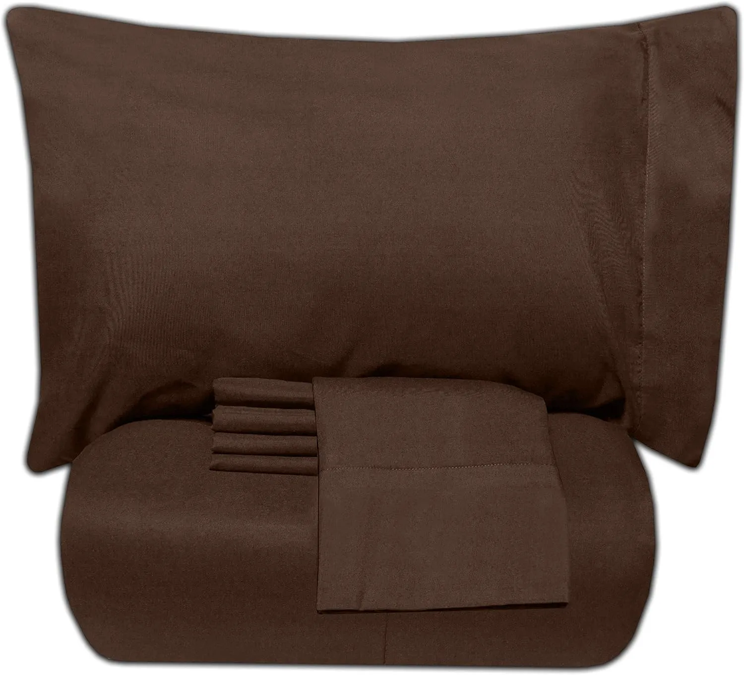 5 Piece Full Comforter Set All Season Soft Down Alternative Blanket & Luxurious Cotton Fits Mattress Up to 18" Deep Pocket Bed 4 Piece Sheet Set Brown Chocolate