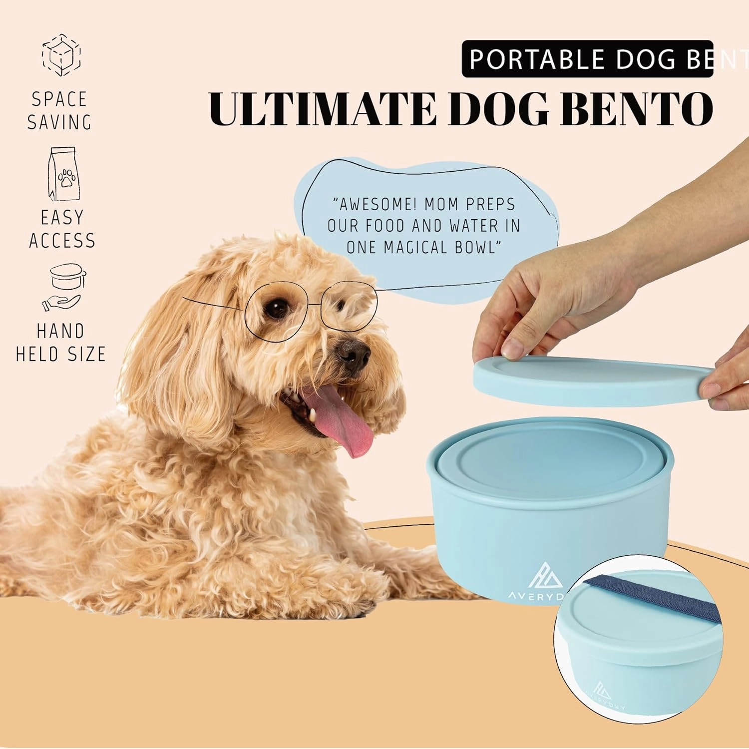 50 Oz Travel Dog Bowls with Lids, 2-in-1 Portable Pet Bowls for Food and Water, Leakproof Travel Dog Food & Water Bowl for Outdoor, Camping, Travel Dog Feeding Bowl, Daycare Pet Bowls