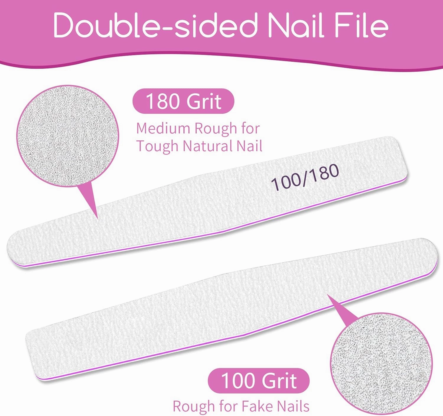 50Pcs Nail File Set, Emery Board Nail Files 100/180 Grit for Poly Nail Extension Gel and Acrylic Nails Nail File for Natural Nails Nail Filers Manicure Tool