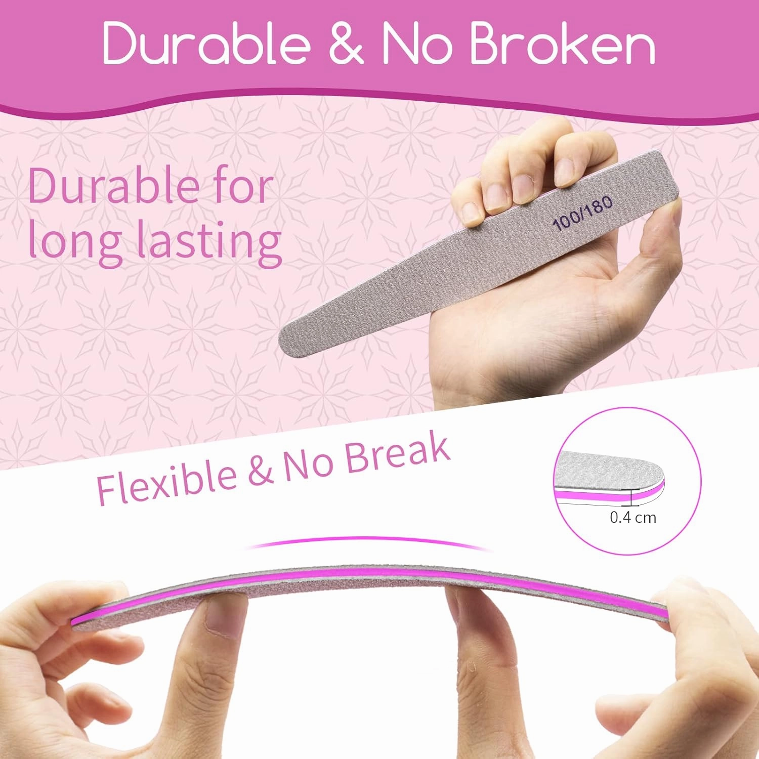 50Pcs Nail File Set, Emery Board Nail Files 100/180 Grit for Poly Nail Extension Gel and Acrylic Nails Nail File for Natural Nails Nail Filers Manicure Tool