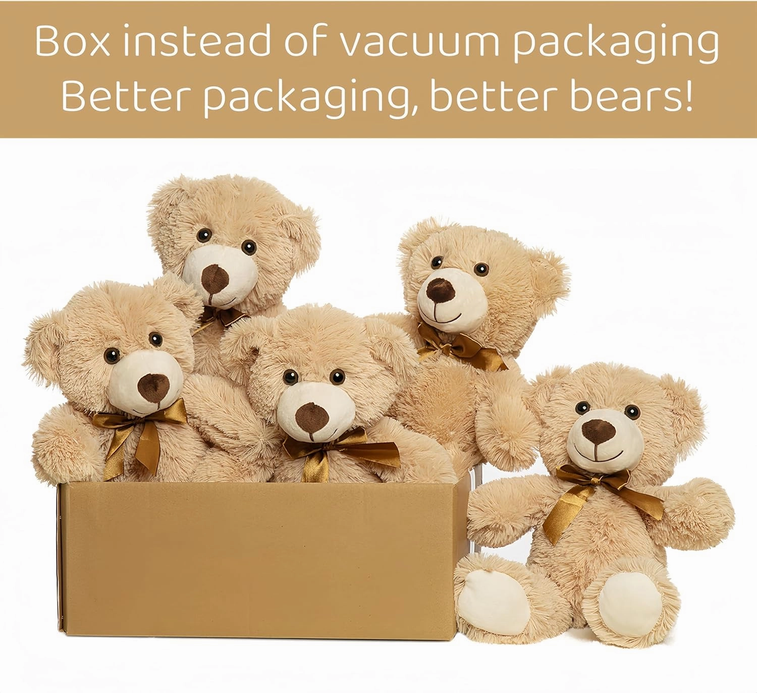 5 Pack Teddy Bears Bulk 13.5 inich Teddy Bear Stuffed Animal Baby Shower Decorations for Centerpiece Gifts for Christmas Valentine's Mother's Day for Kids or Adults (5 Light Brown)