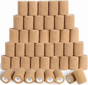 60 Pack Skin Self Adhesive Bandage Wrap Bulk 3 Inch x 5 Yards Cohesive Bandage,Vet Wrap Breathable Elastic Self-Adherent Tape for Stretch Athletic Sports Wrist Ankle Dogs Pet Vet Wrap